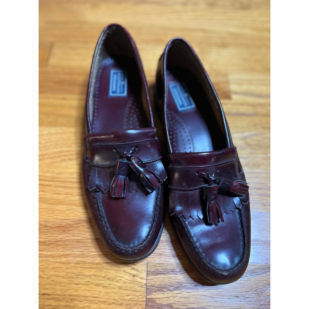 Bostonian Stockbridge Burgundy Leather Tassel Loafers Mens Shoes 10 N
